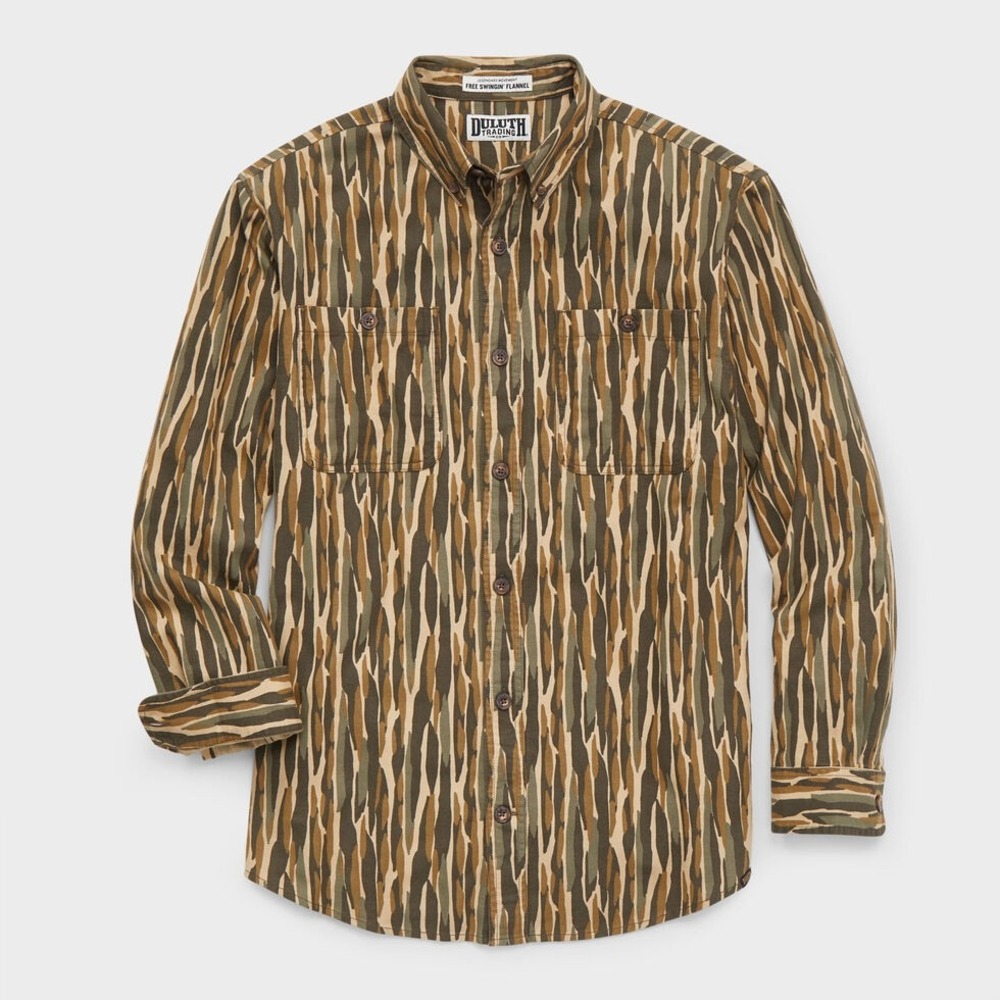 Duluth Trading Co Free Swingin Flannel Tiger Stripe Camo XL Tall New With Tags